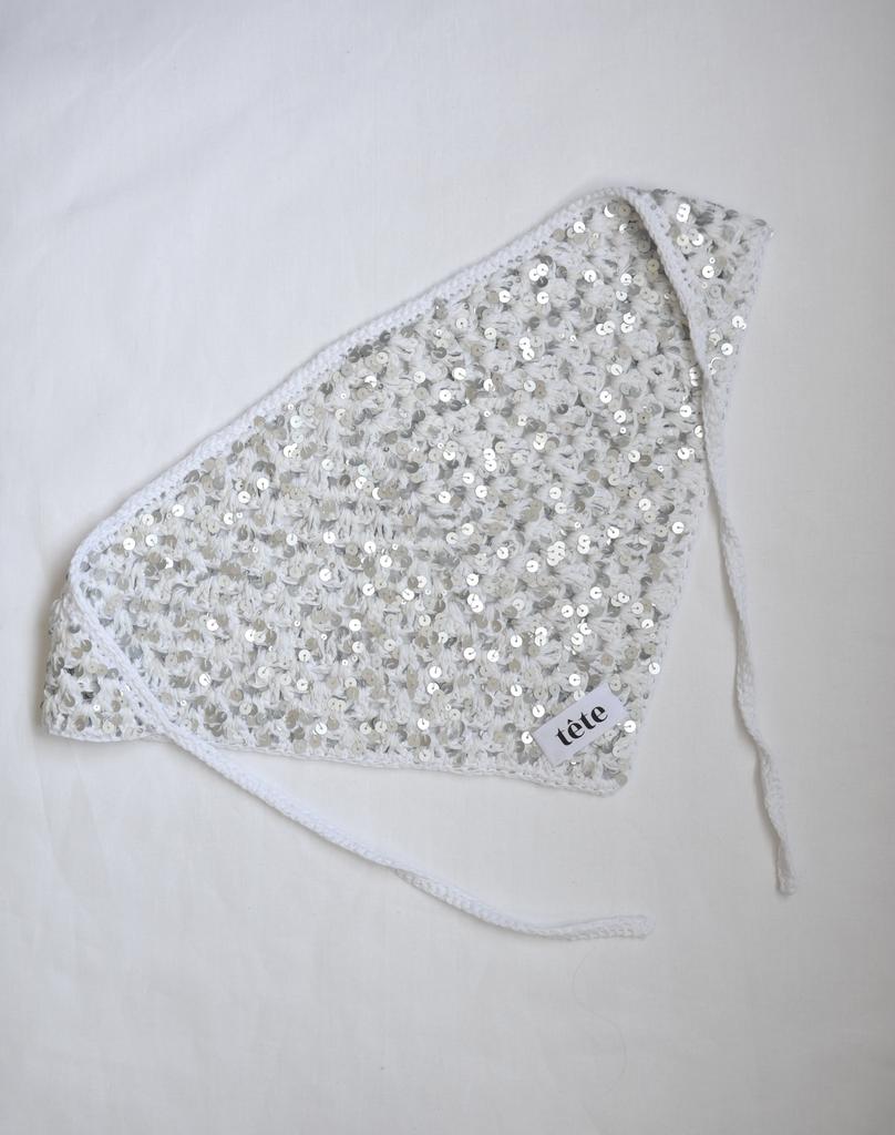 Косынка с пайетками белая (хлопок)