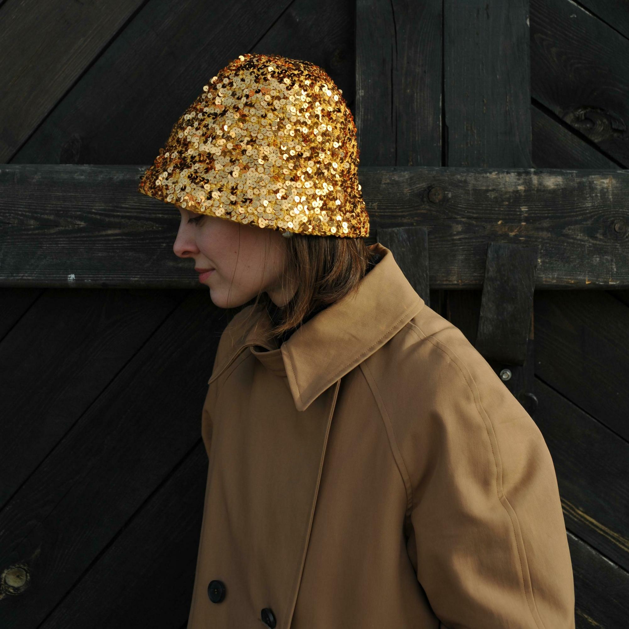 Панама с пайетками желтая (хлопок)