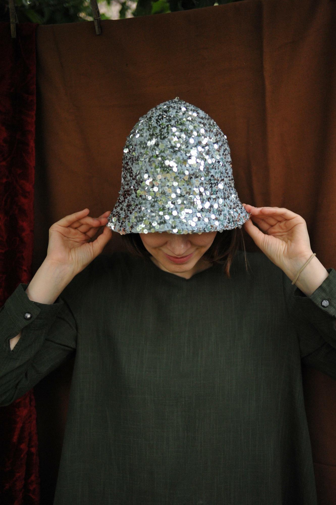 Панама с пайетками фиалковая (хлопок)