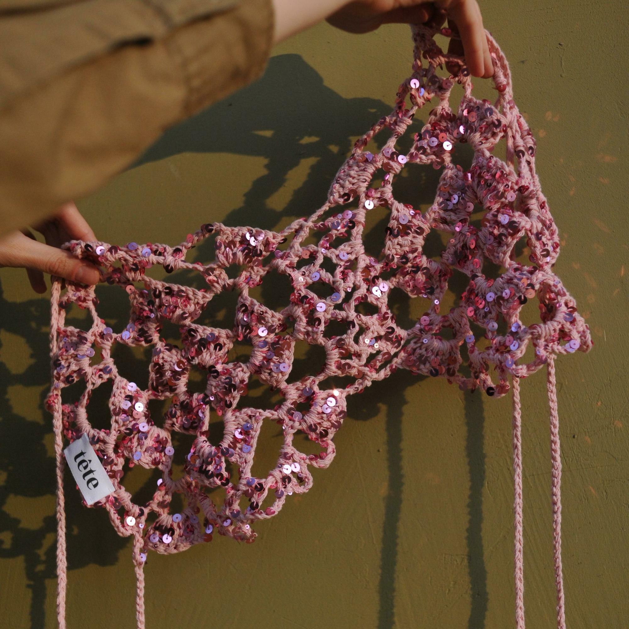 Топ-корсет розовый с пайетками