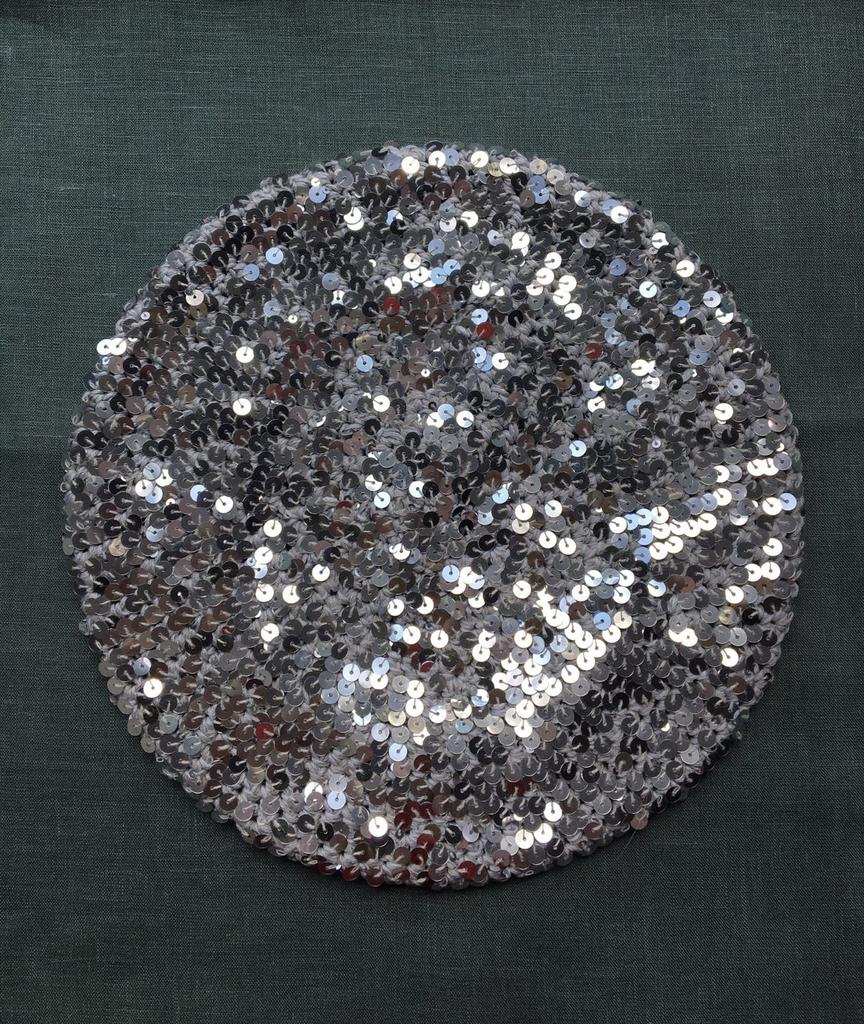 Берет серый с пайетками (хлопок)