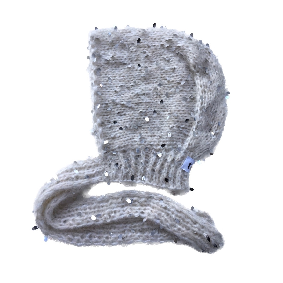 Чепчик с блёстками светло-бежевый