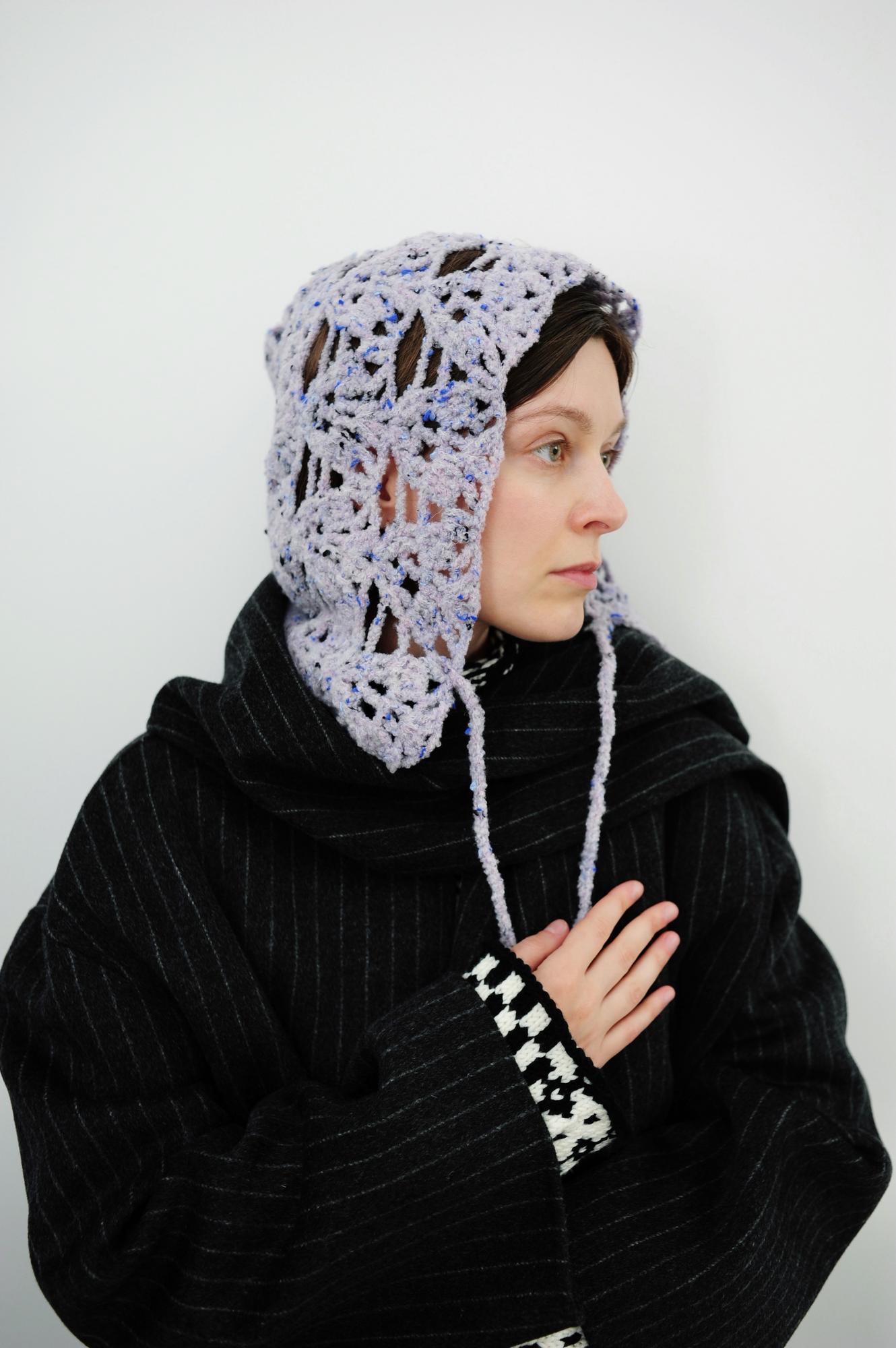 Капюшон ажурный сиреневый