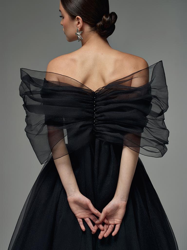 Вечернее платье Элиф Миди Блэк + Бант