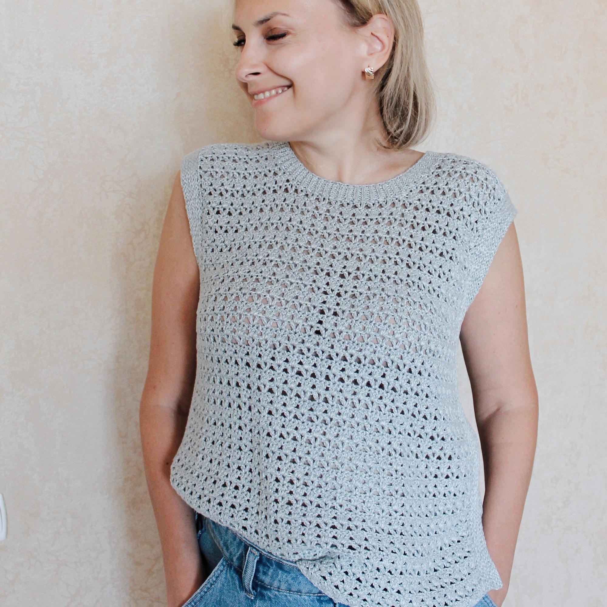 Мастер-класс по вязанию крючком "Топ-жилет с разрезами"