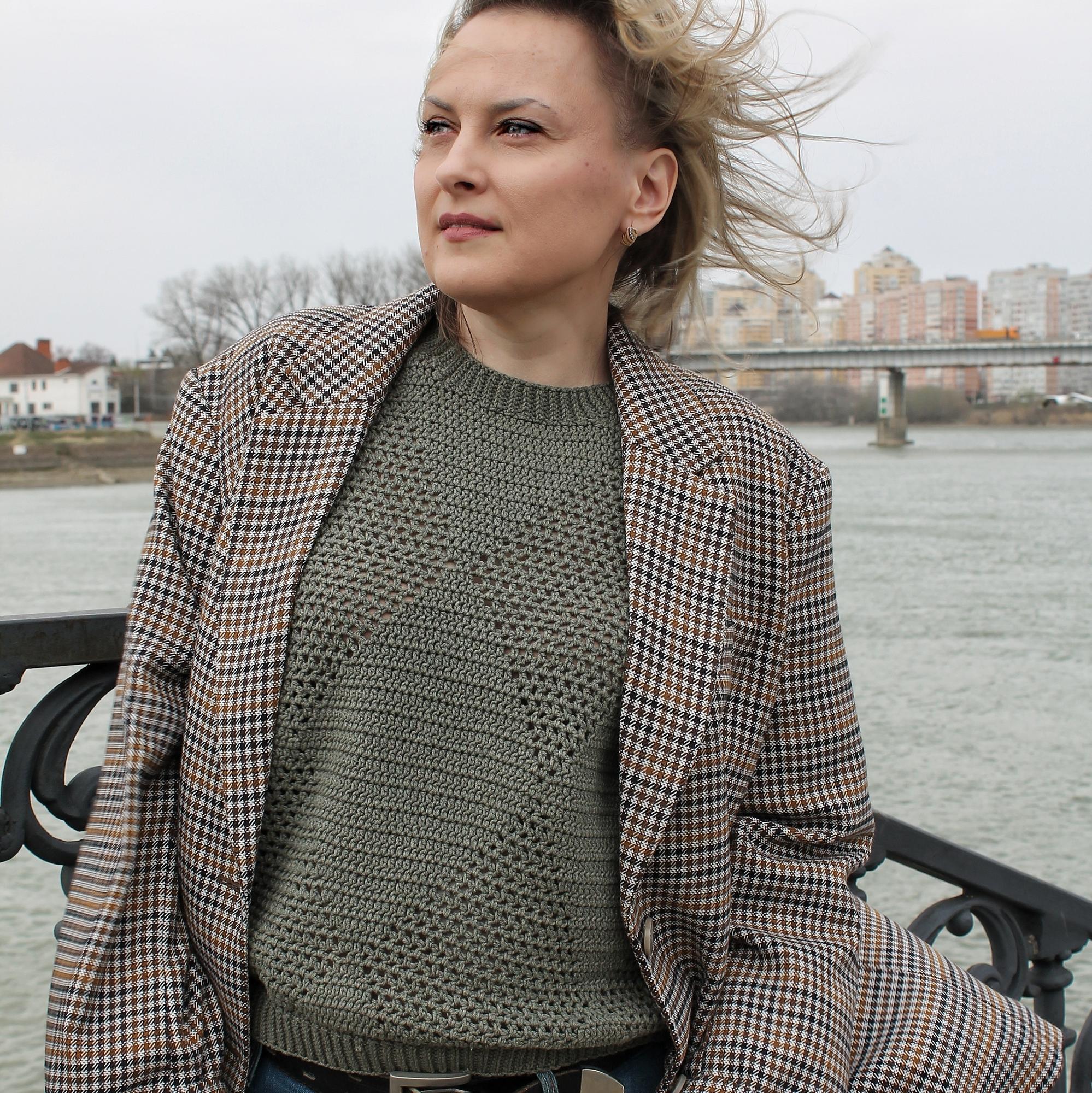 Мастер-класс по вязанию крючком  "Летний джемпер "Ромбы"