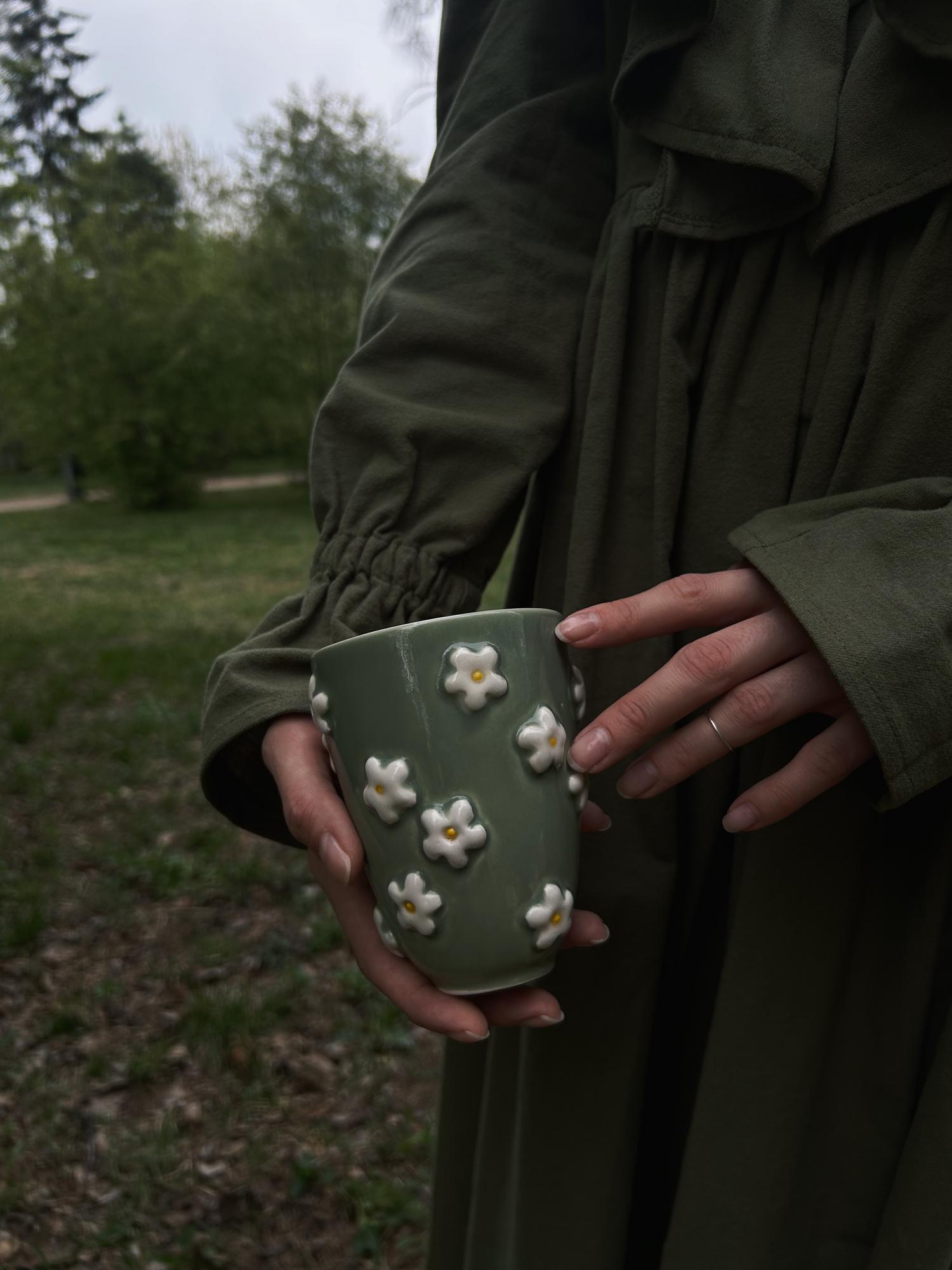 Стакан РОМАШКИ зелёный