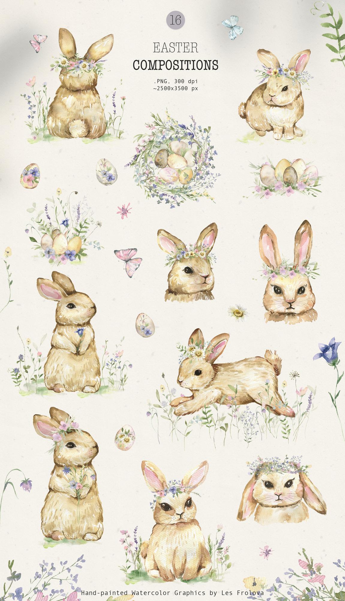 Watercolor Bunnies & Wildflowers Collection