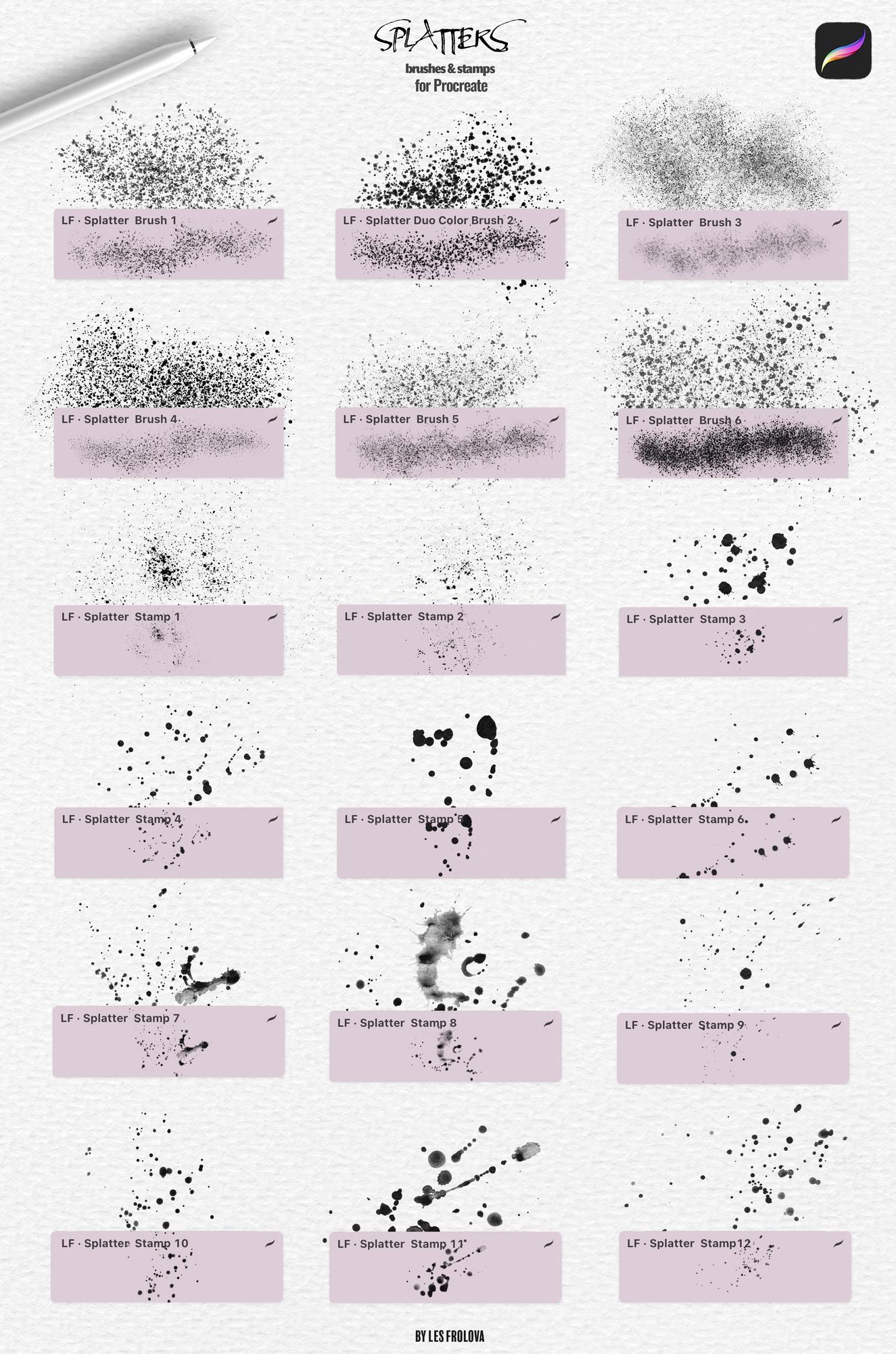 Splatter Brushes for Procreate