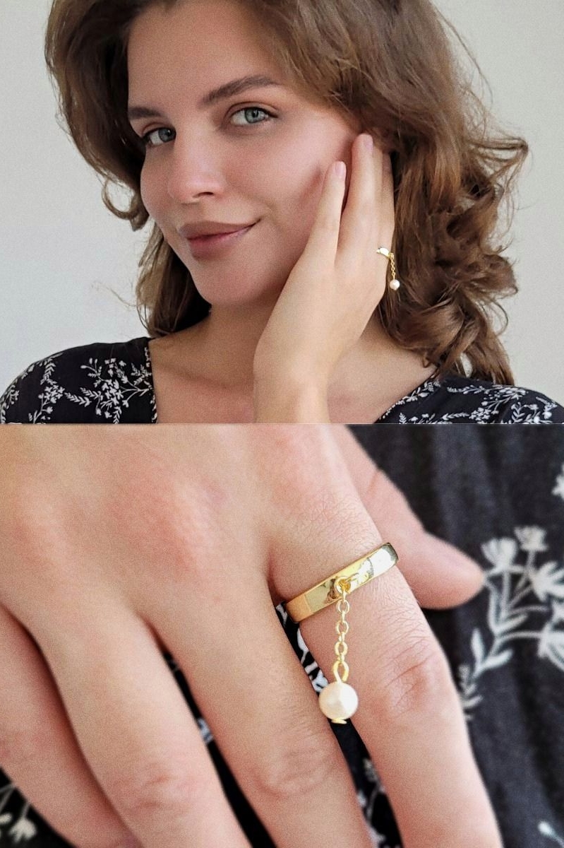 разъемное кольцо с жемчугом