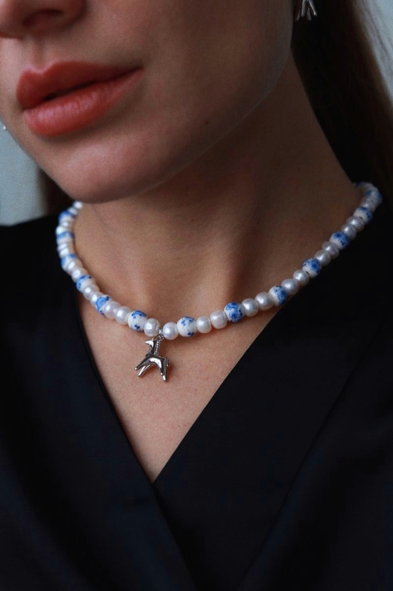 бусы гжель с лошадкой