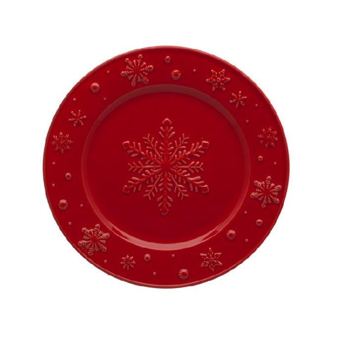 BORDALLO PINHEIRO Snack Plate Snowflakes Red