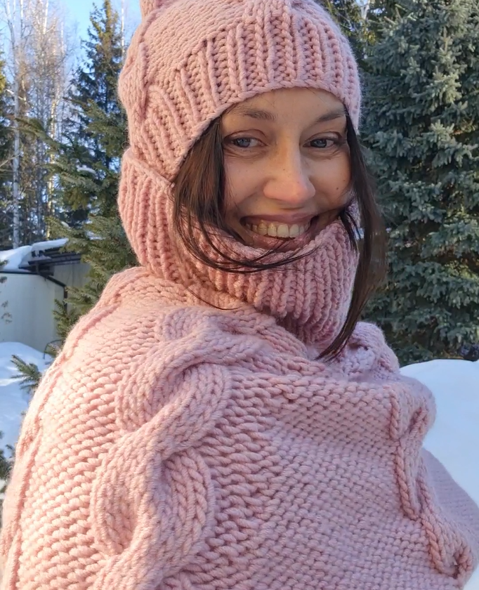 Комплект шапка + пончо-снуд