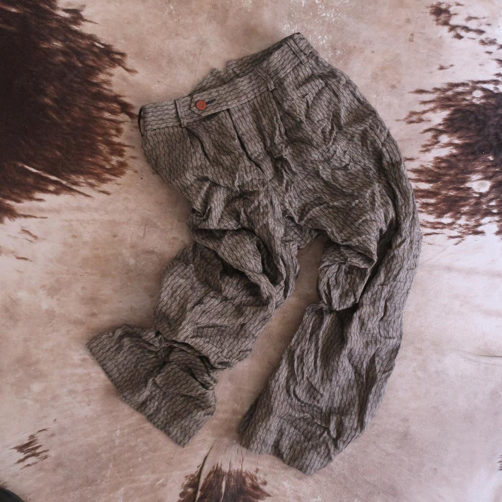 Basic trousers #1 in dark herringbone wool-linen blend