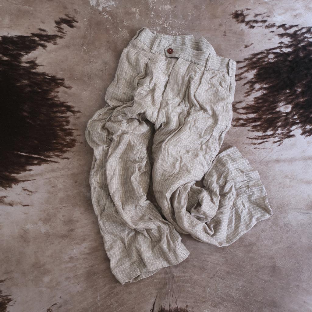 Trousers #1 in ivory herringbone wool-linen blend