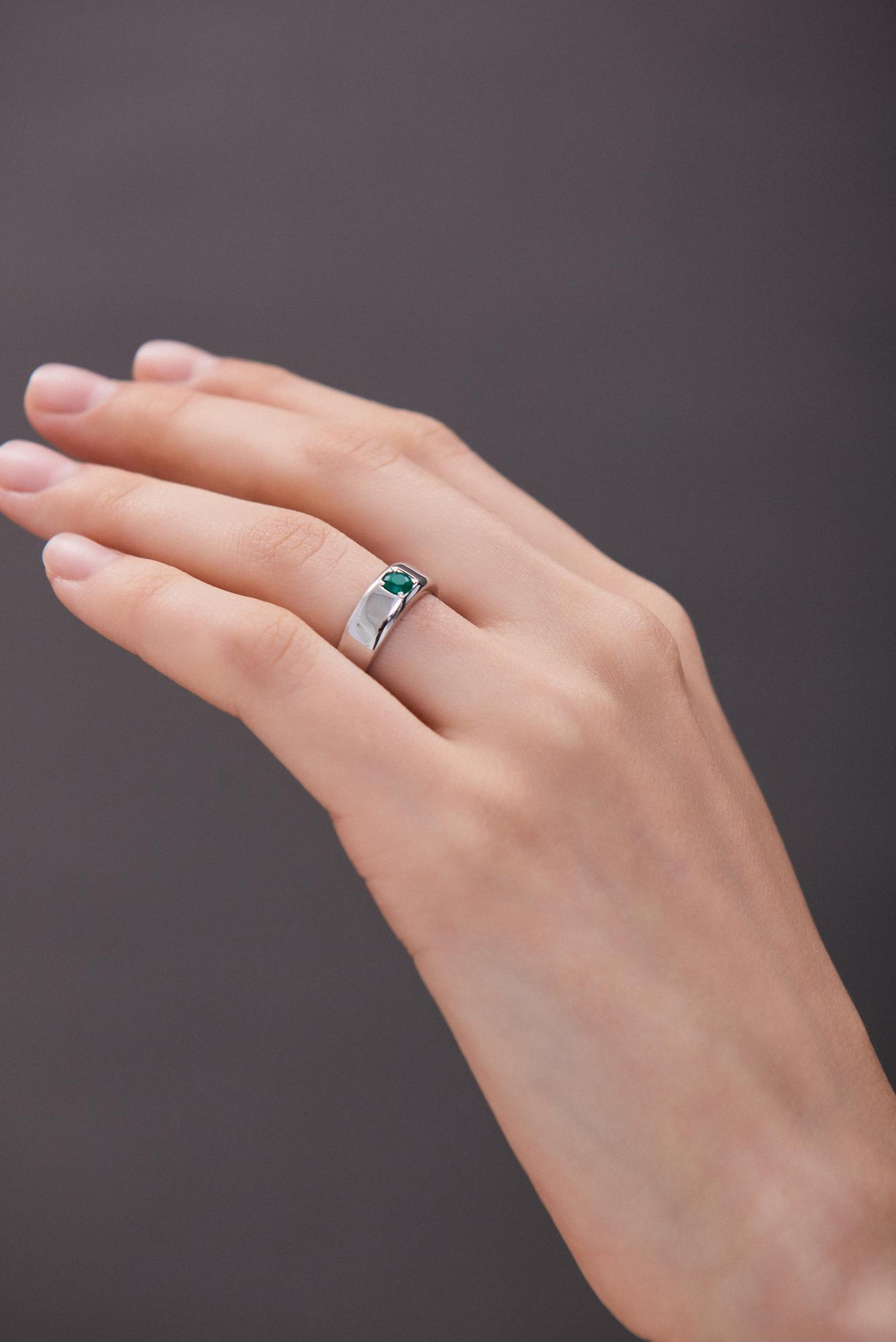 Кольцо Crystal Round с зеленым агатом