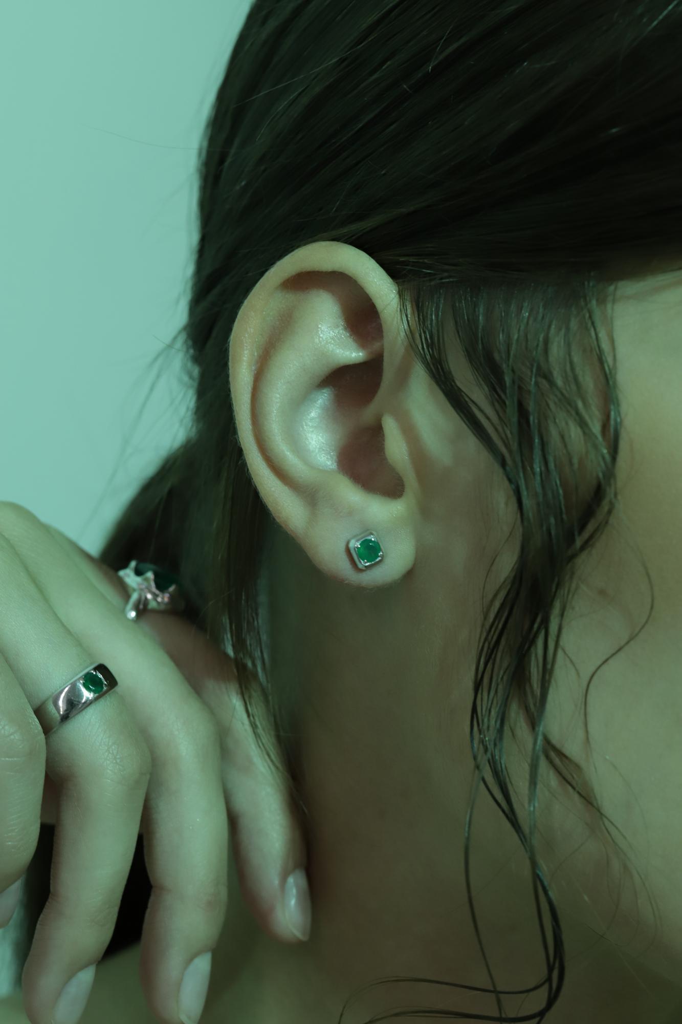 Серьги Crystal Square с зеленым агатом