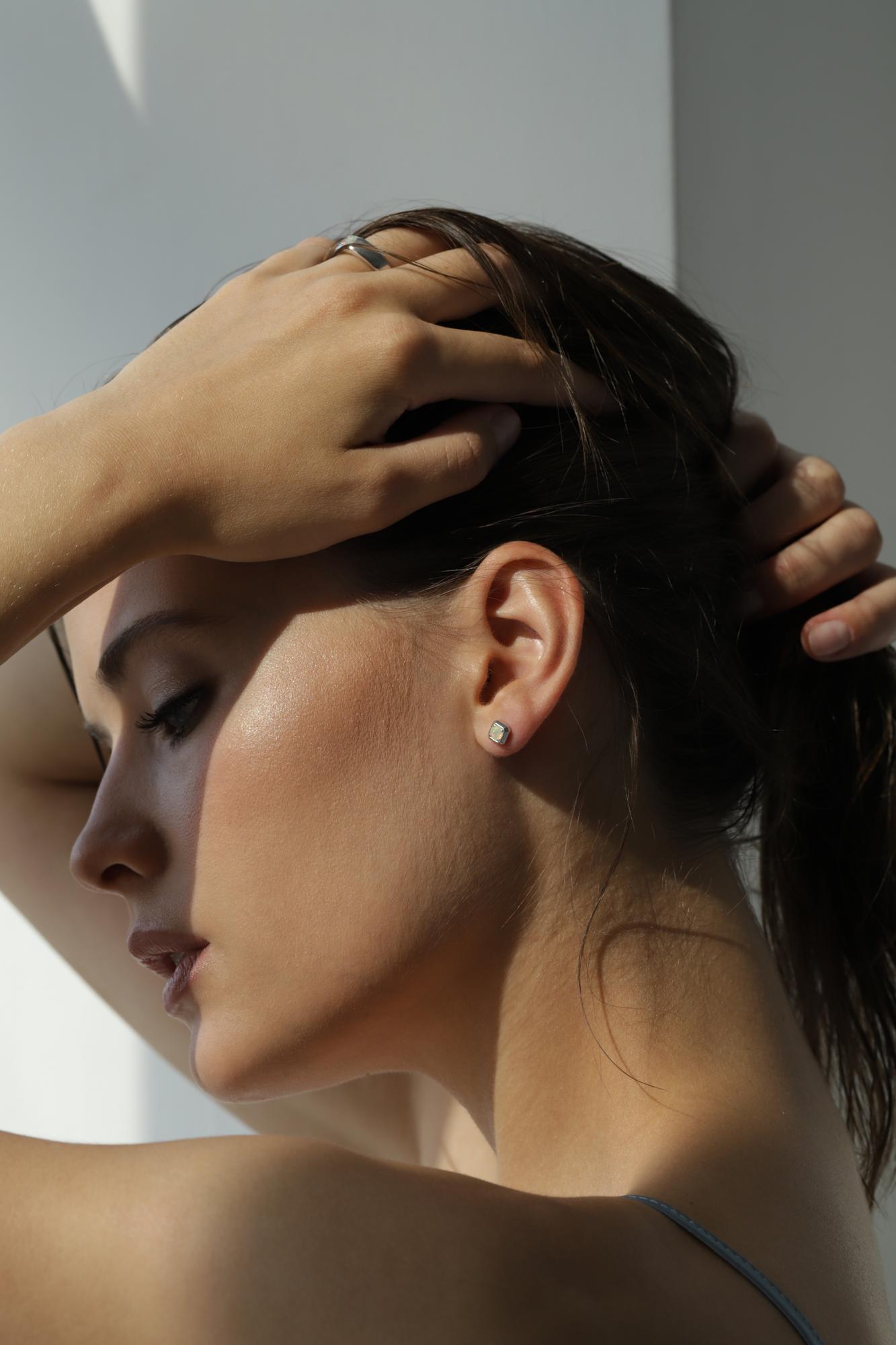 Серьги Crystal Square с опалом