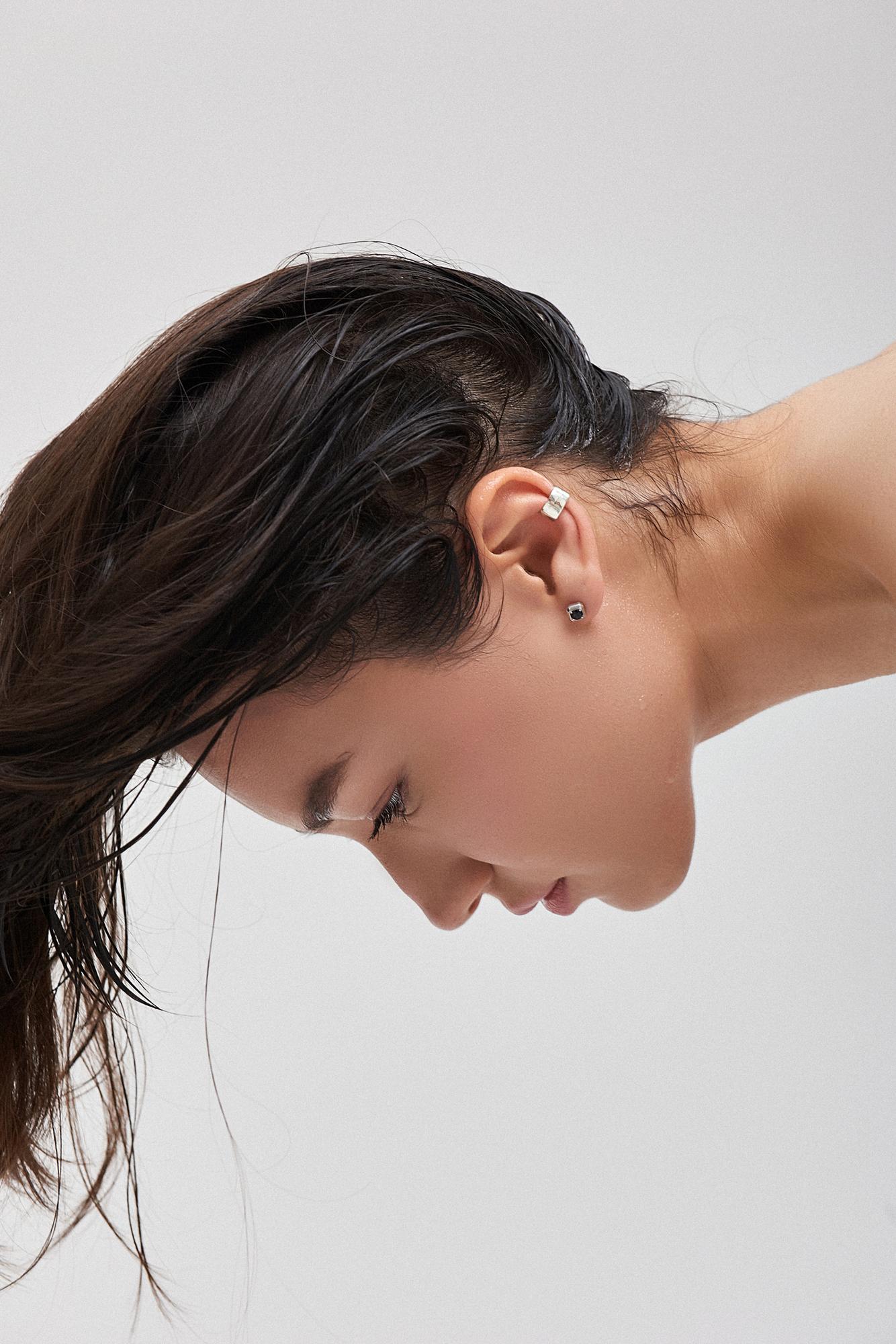 Серьги Crystal Square с черной шпинелью