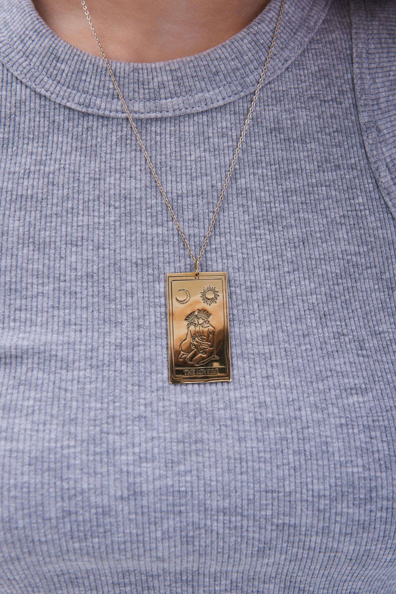 Подвеска Карта Таро "Влюбленные", большая, позолота, La Lune