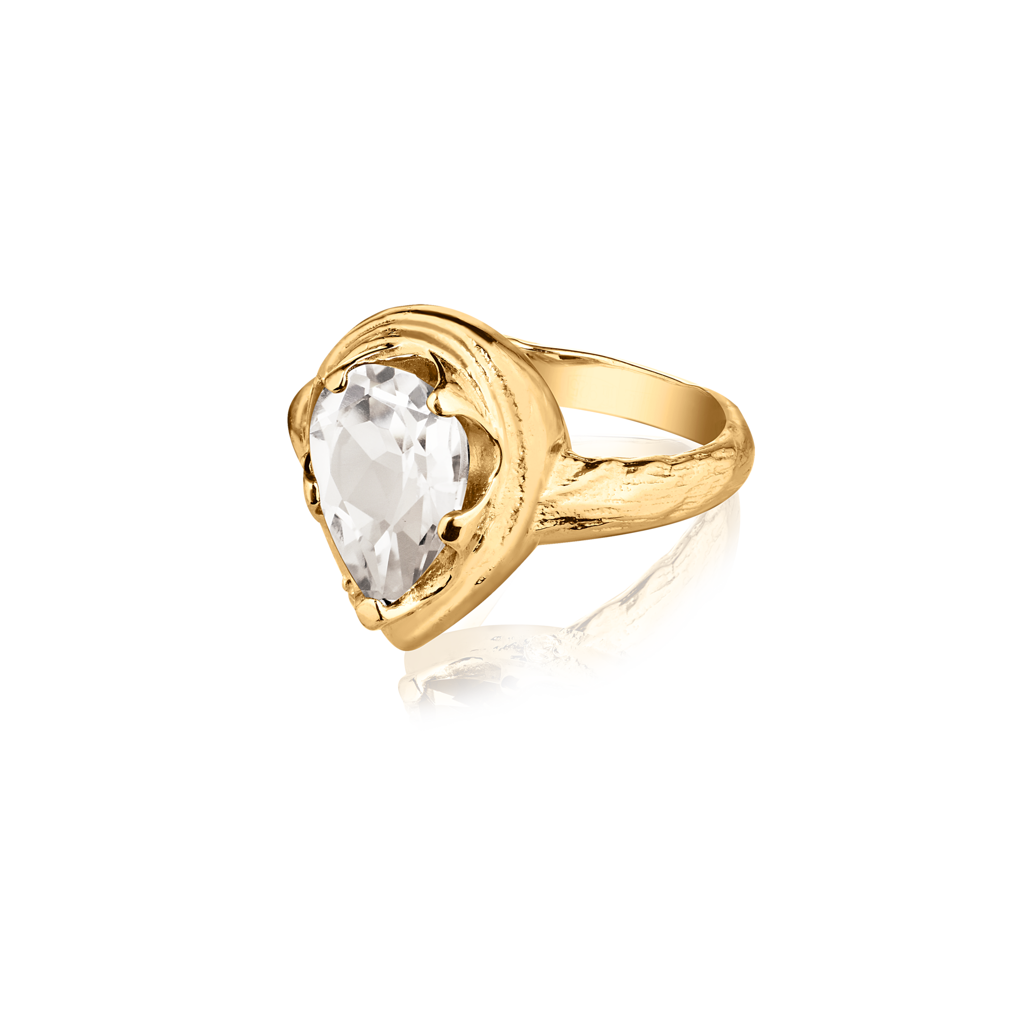 Кольцо Crystal Drop с горным хрусталем (желтое золото)