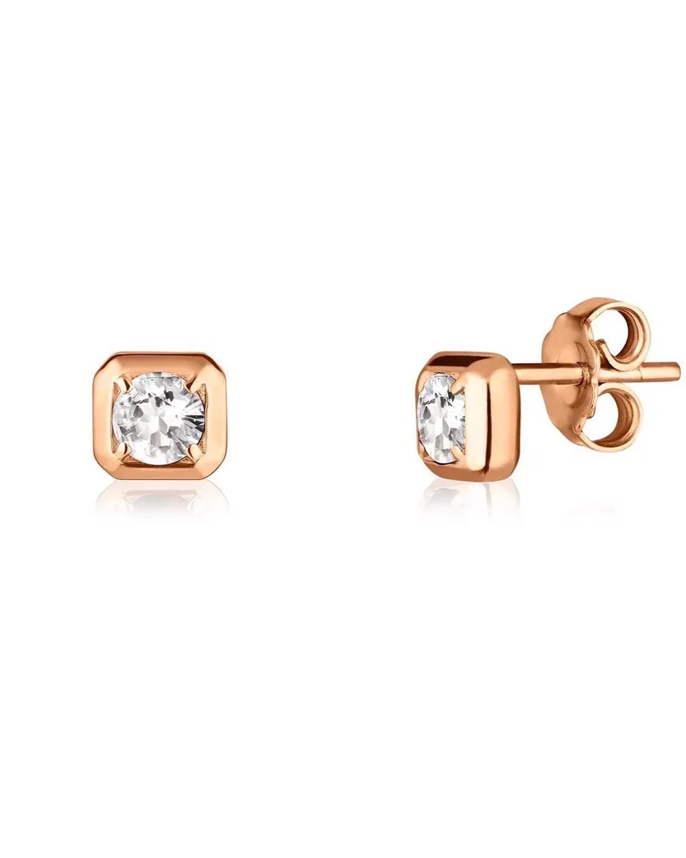 Серьги Crystal Square с горным хрусталем (красное золото)