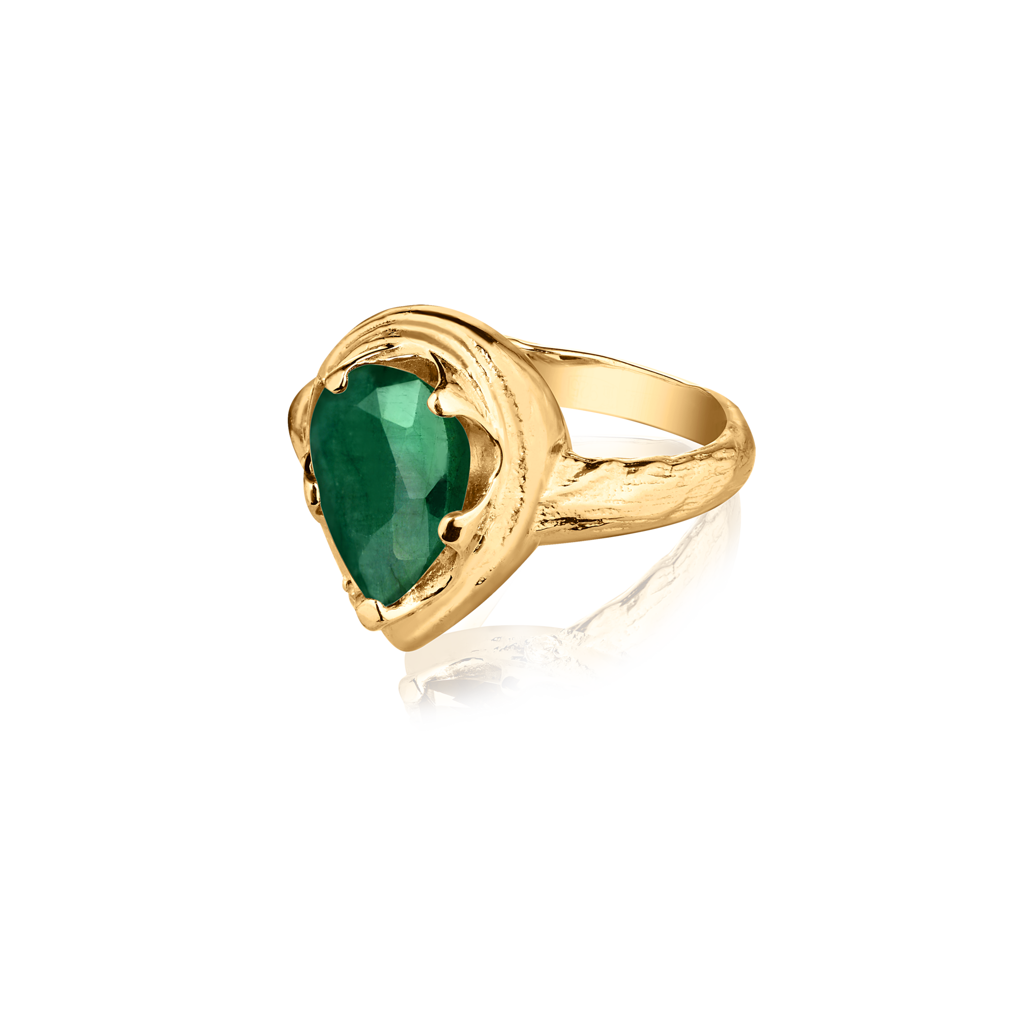 Кольцо Crystal Drop с зеленым агатом (желтое золото)