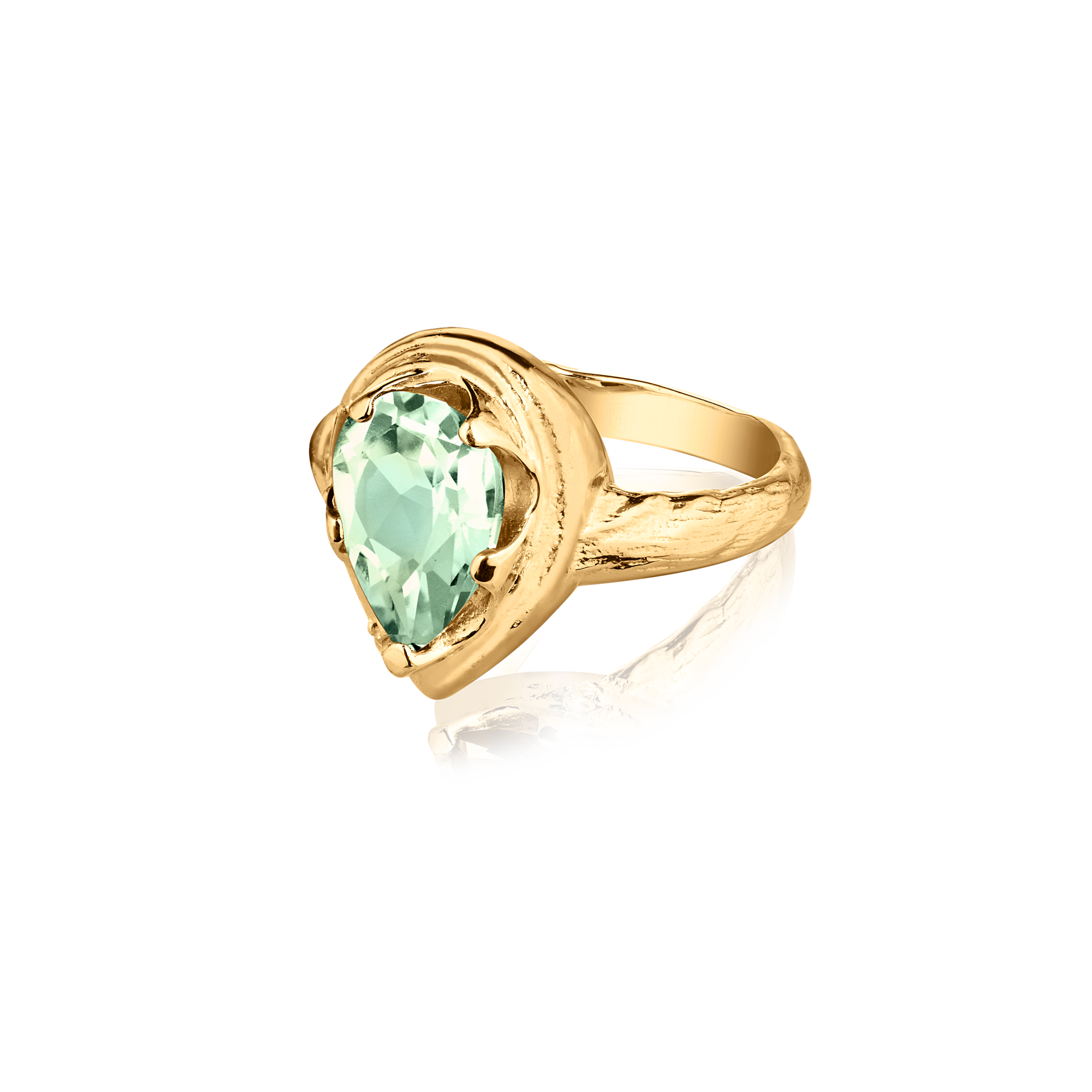 Кольцо Crystal Drop с празиолитом (желтое золото)