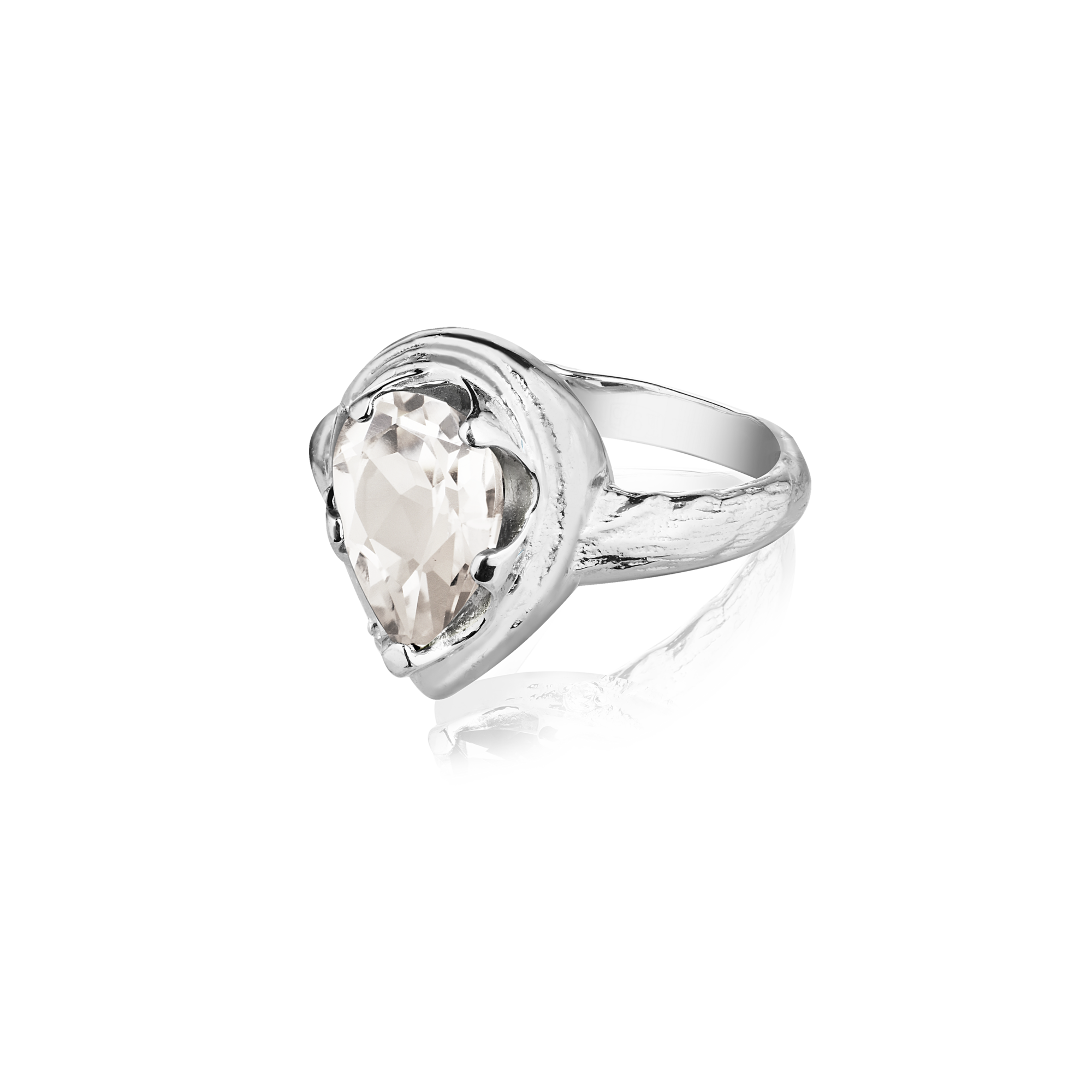 Кольцо Crystal Drop с горным хрусталем (белое золото)