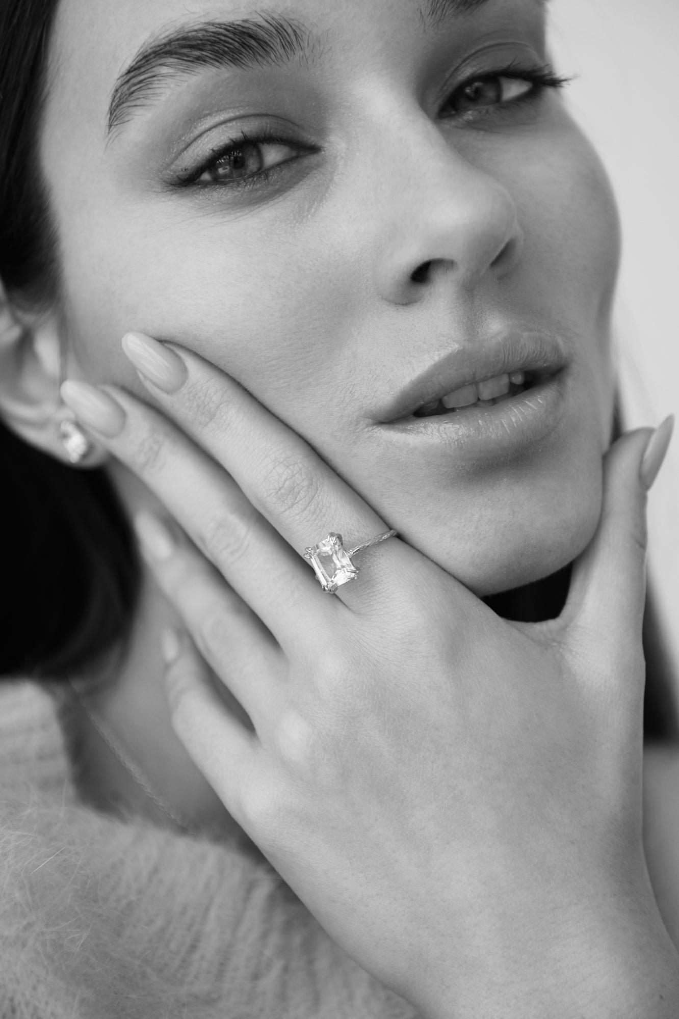 Кольцо Crystal Classic с горным хрусталем (желтое золото)