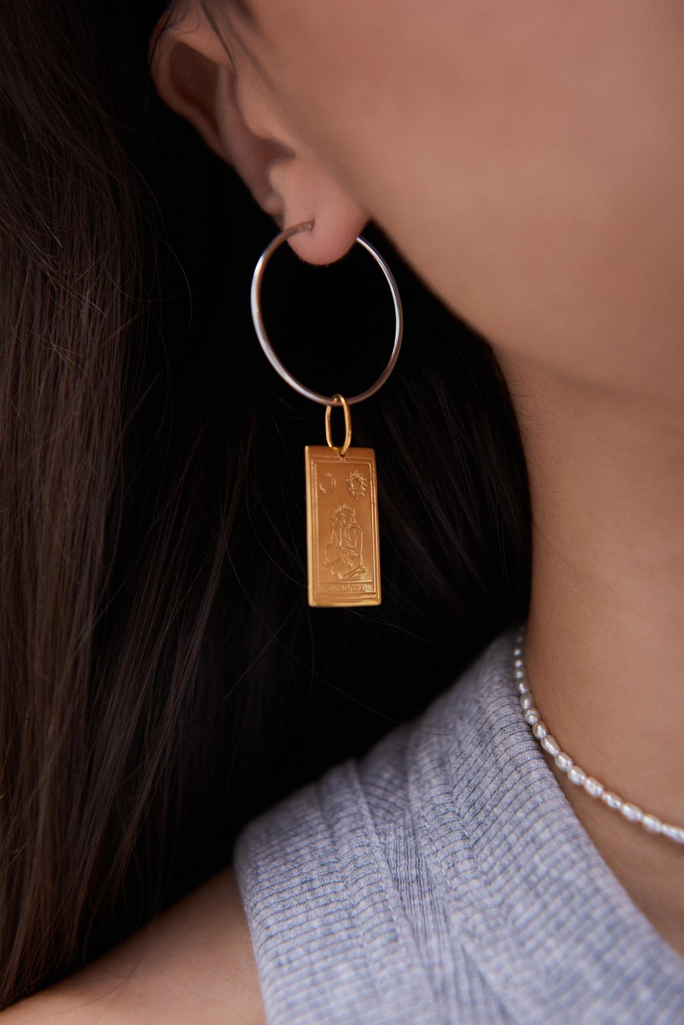 Подвеска Карта Таро "Влюбленные" малая (желтое золото)