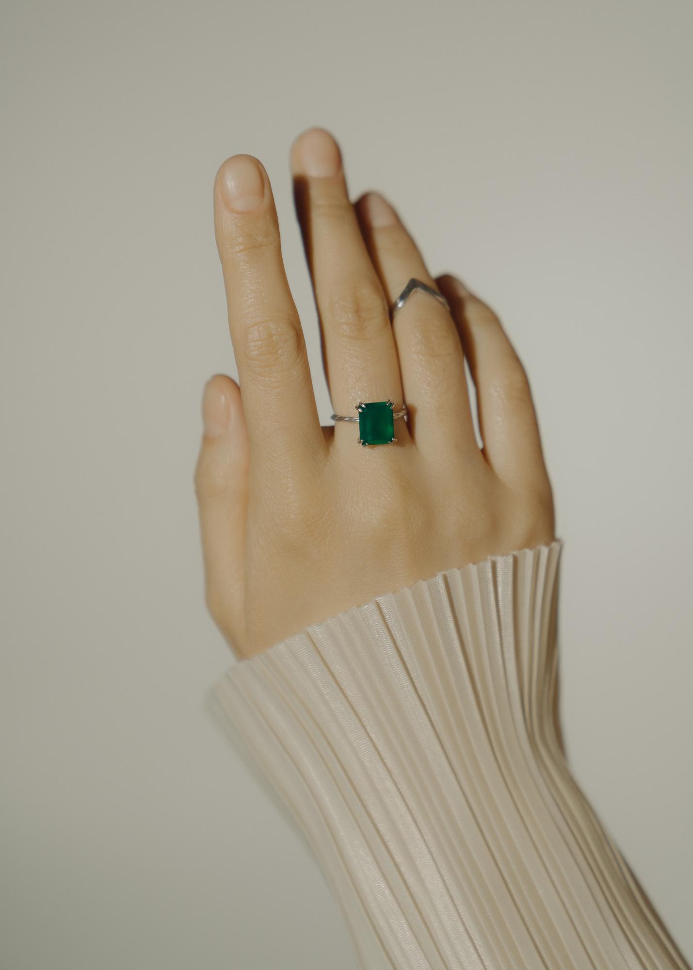 Кольцо Crystal Classic с зеленым агатом