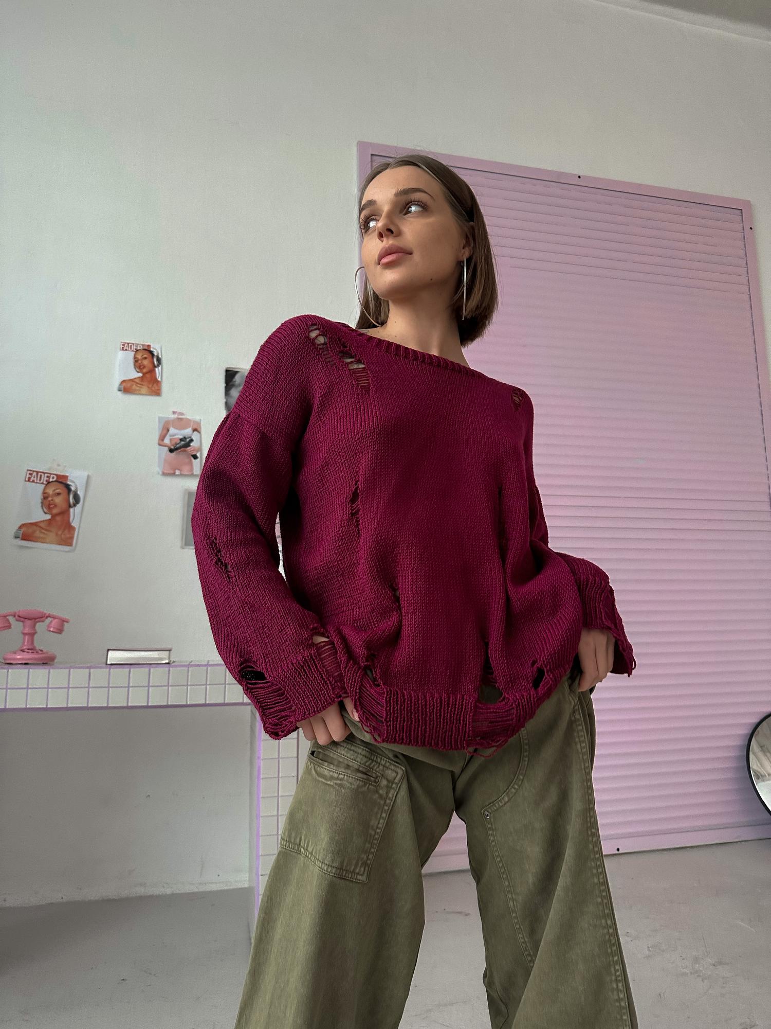 Свитер гранж винный S-M