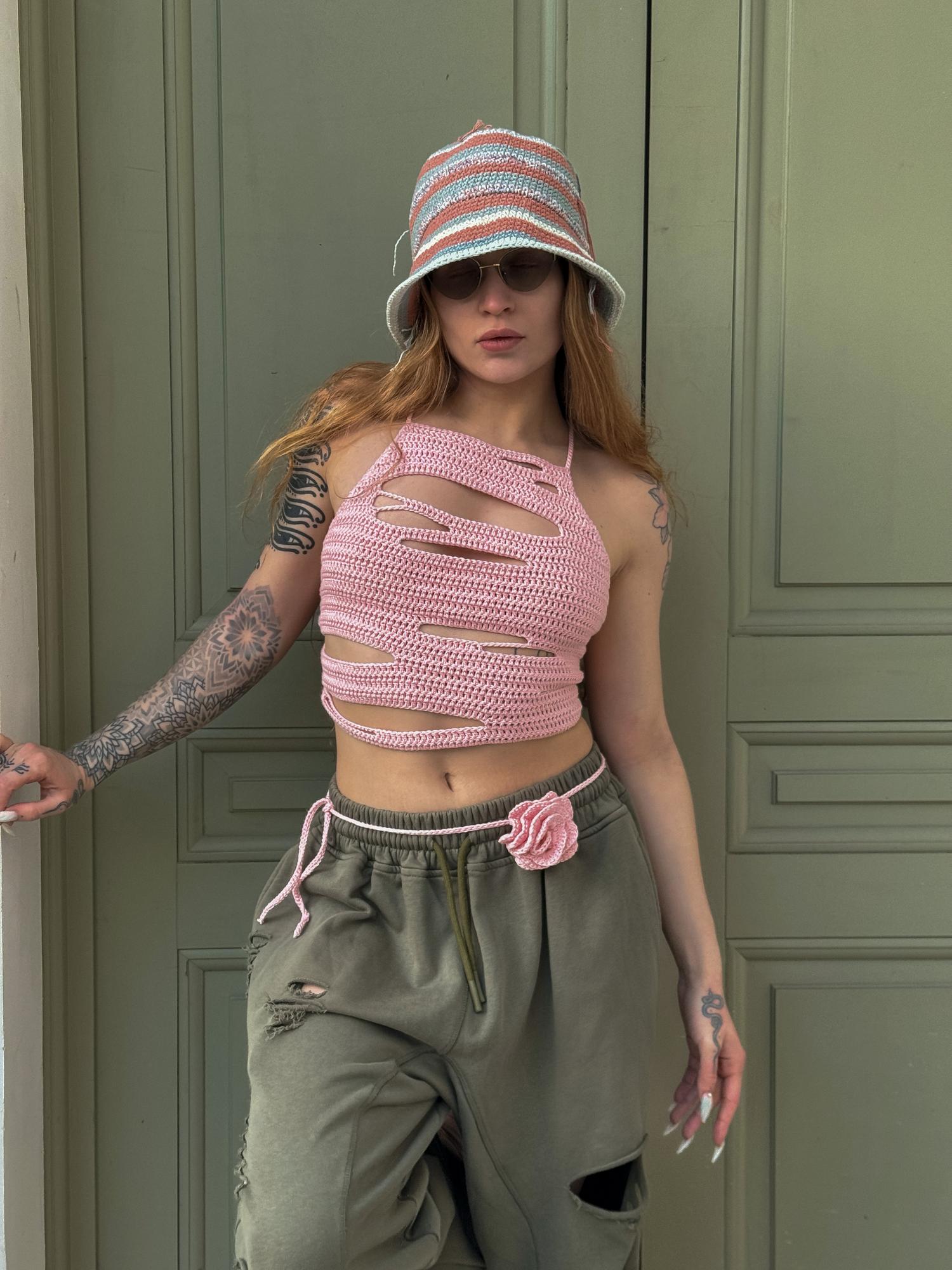 Топ Гранж S  пастельно-розовый