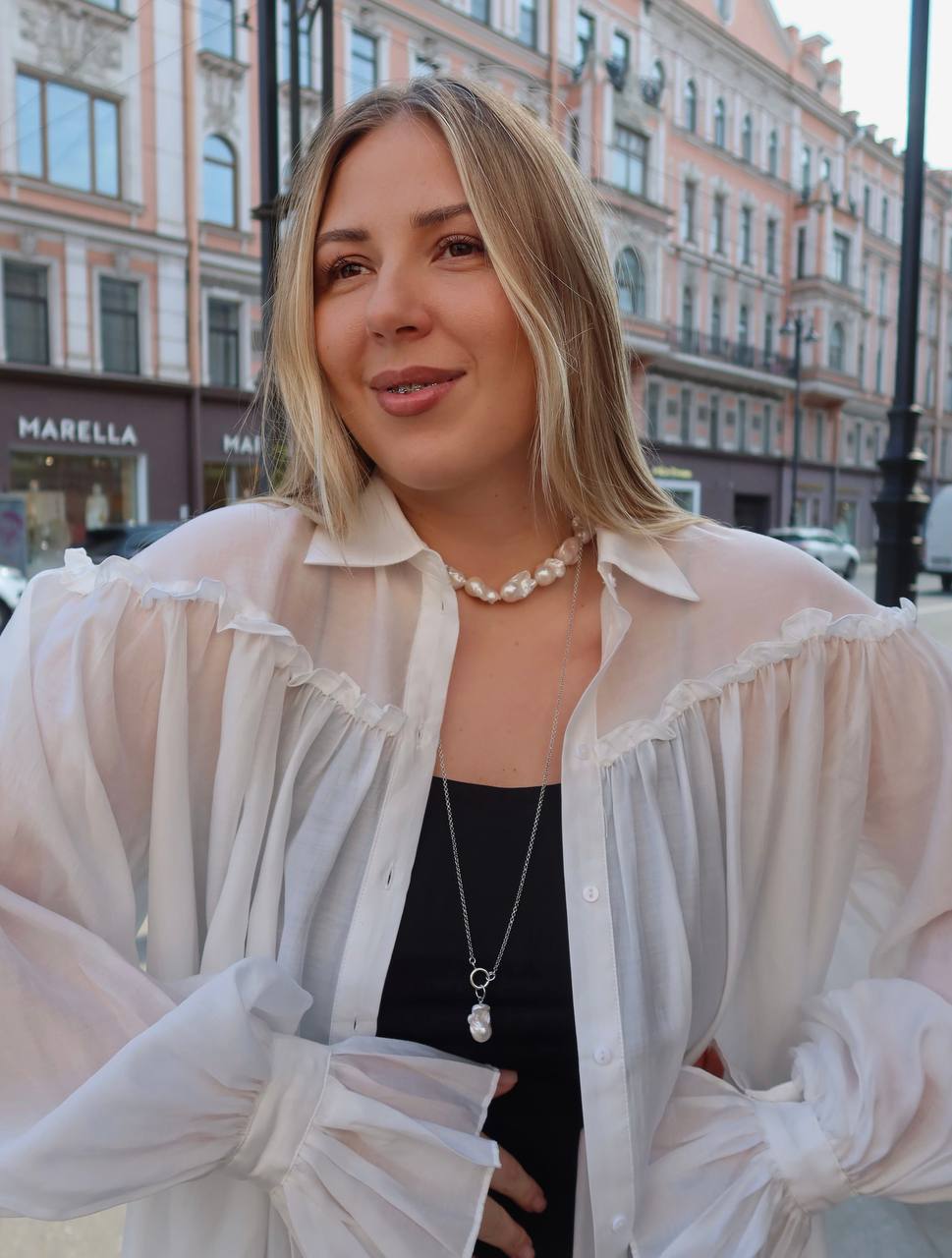 Цепь с барочной бусиной