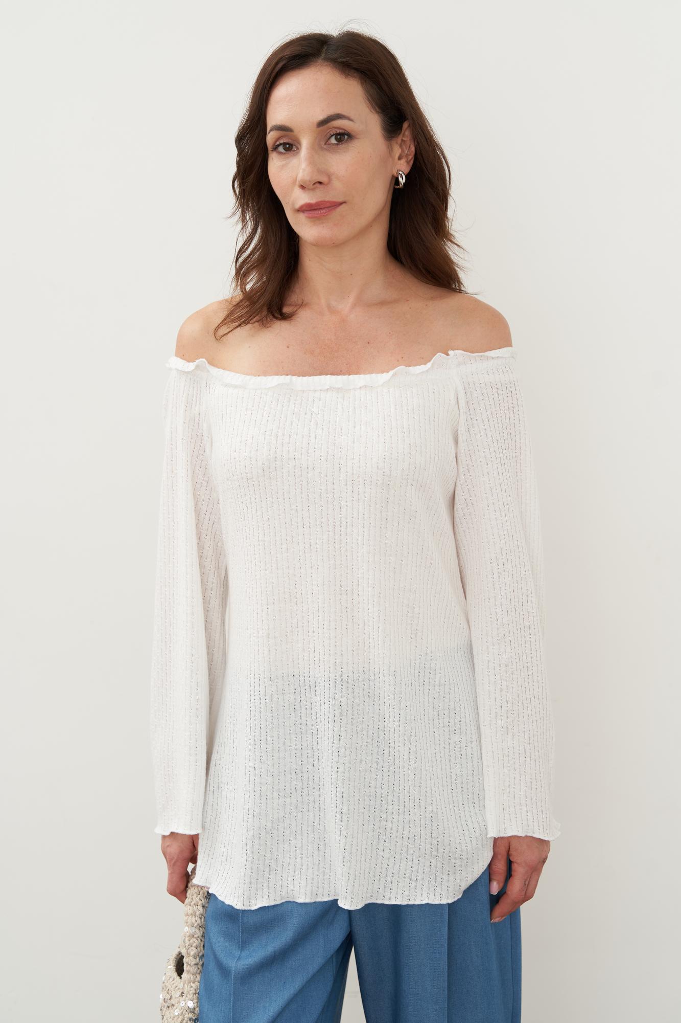 Блуза трикотажная, молочная