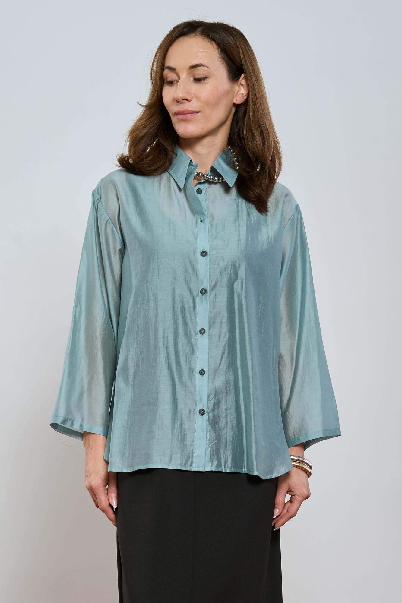 Рубашка пыльно-бирюзовая