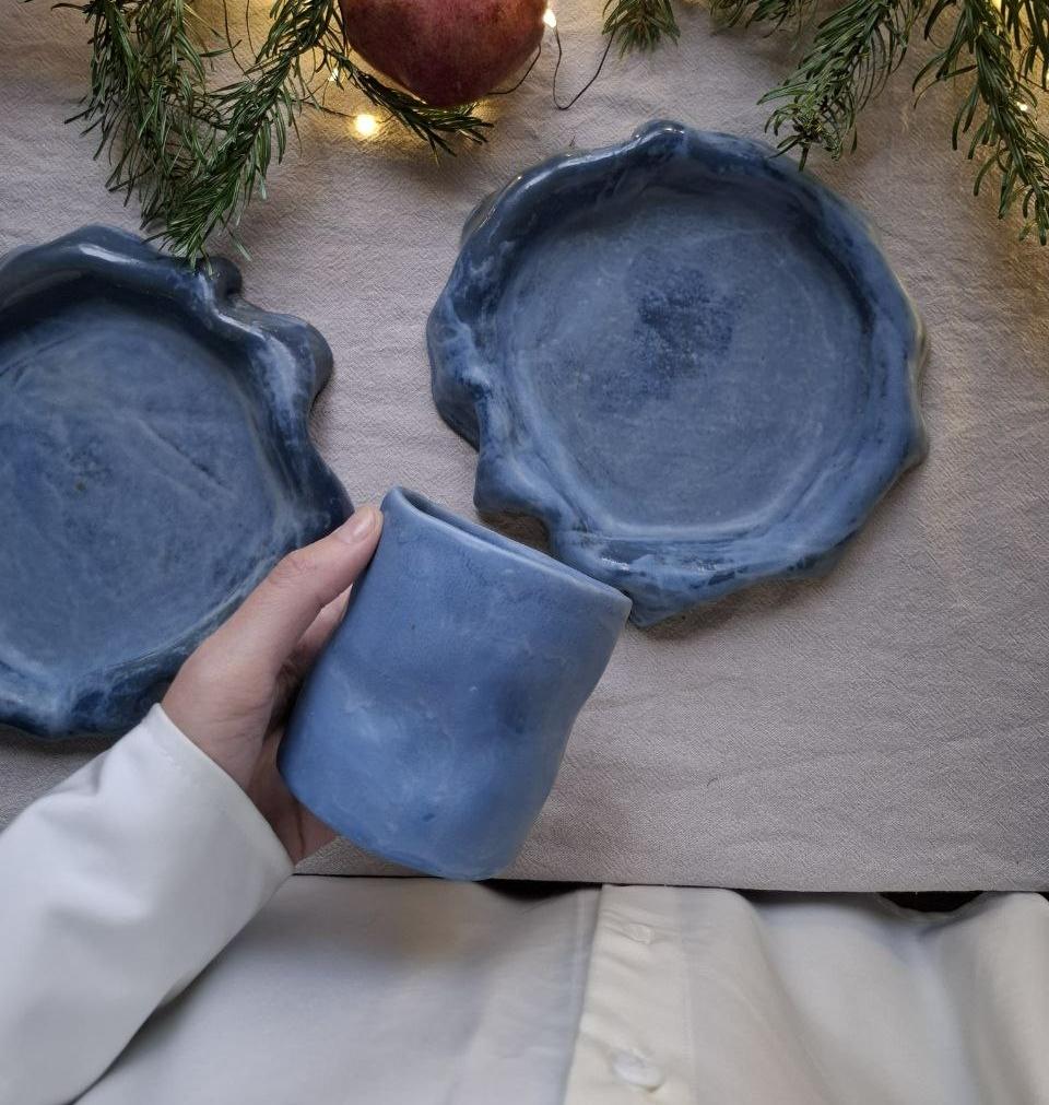 Стакан "Мятый" голубой 250 мл