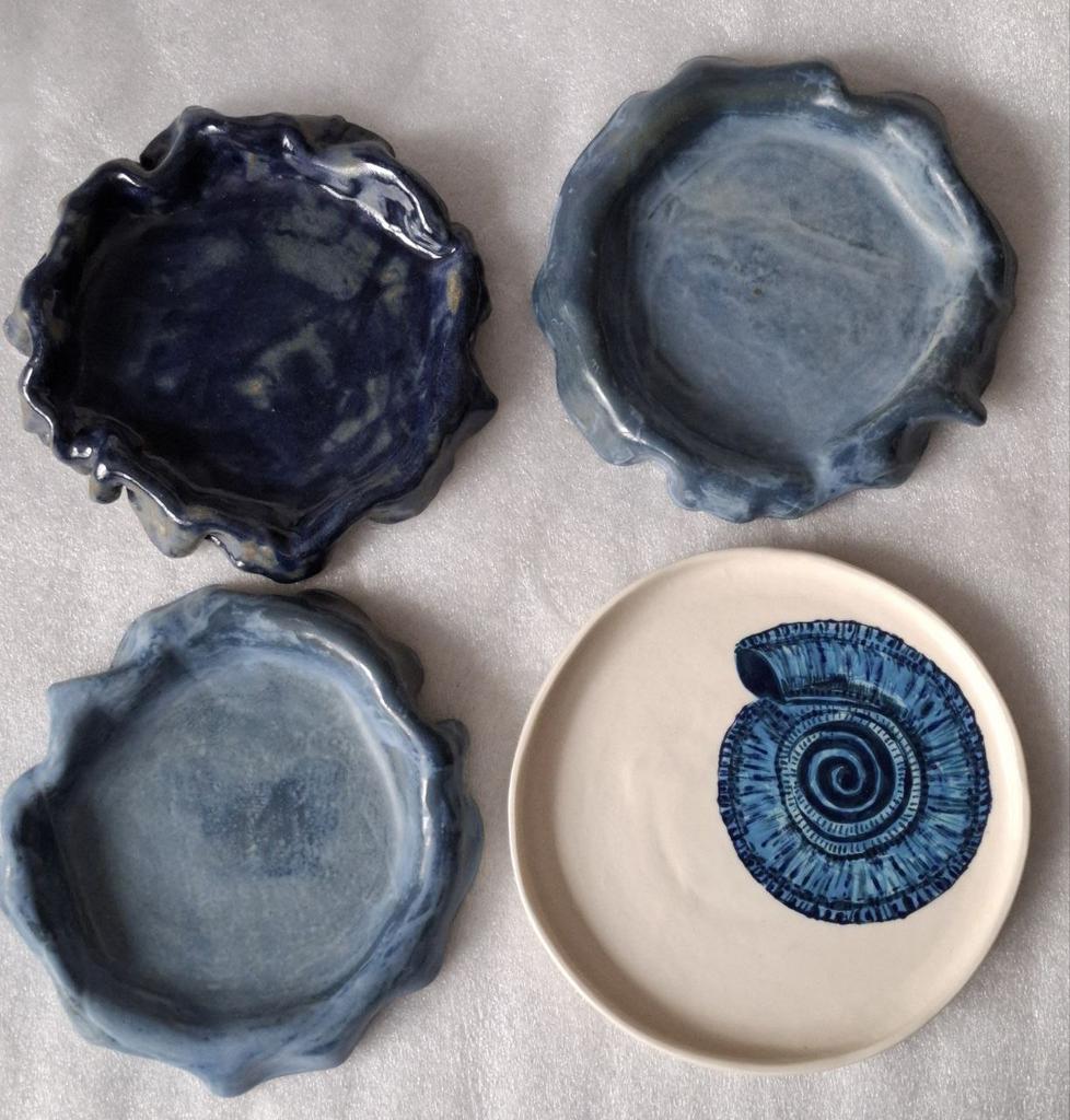 Set 1. Сет из 4-х тарелок “Blue Flow”