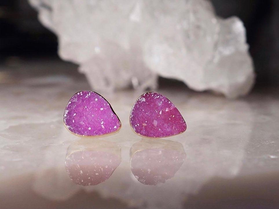 Серьги с розовым кварцем