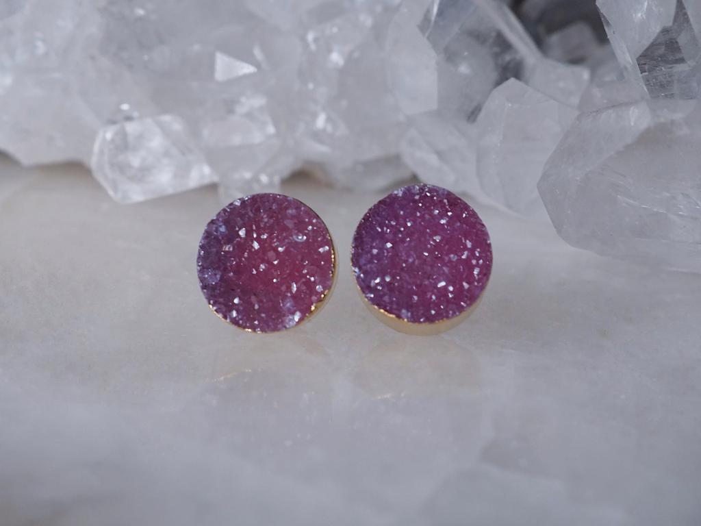 Пусеты с розовым кварцем