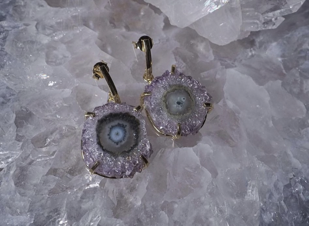 Серьги с аметистовым сталактитом