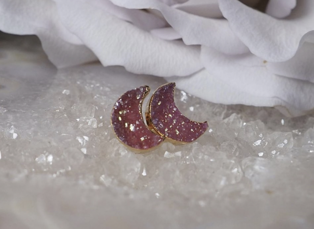 Пусеты с розовым кварцем