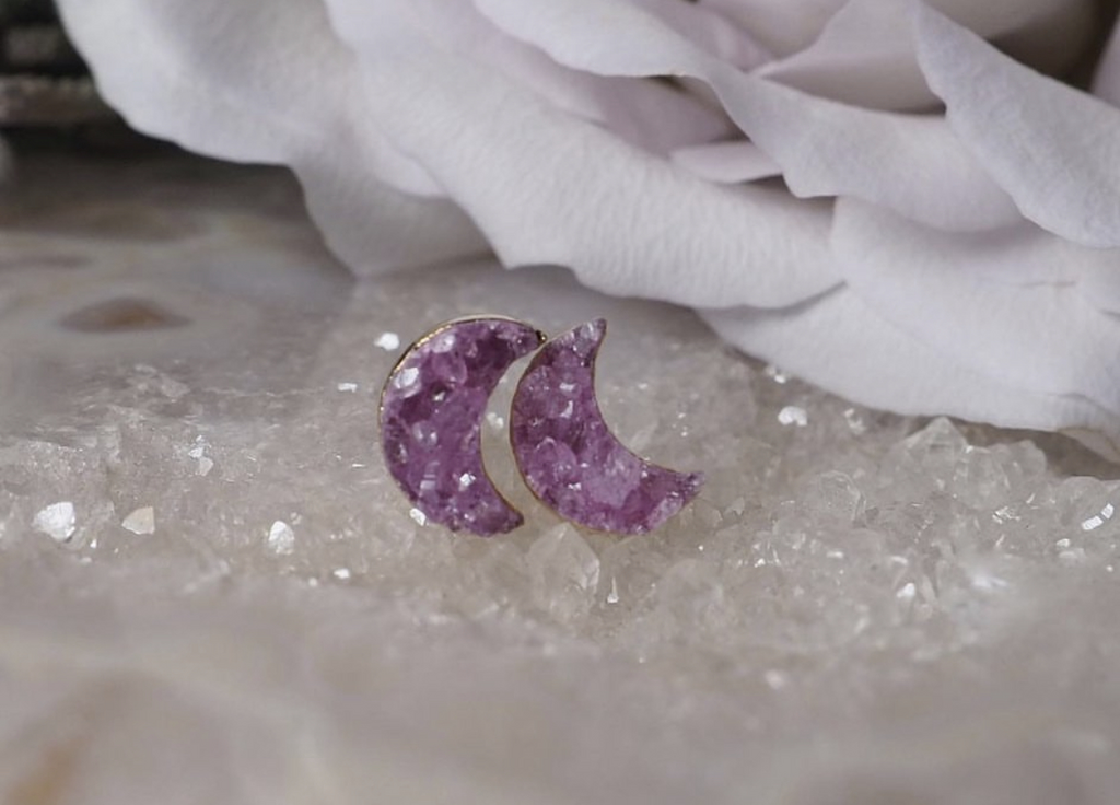 Пусеты с розовым кварцем