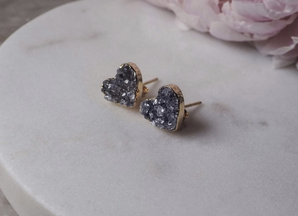 Пусеты с друзой аметиста