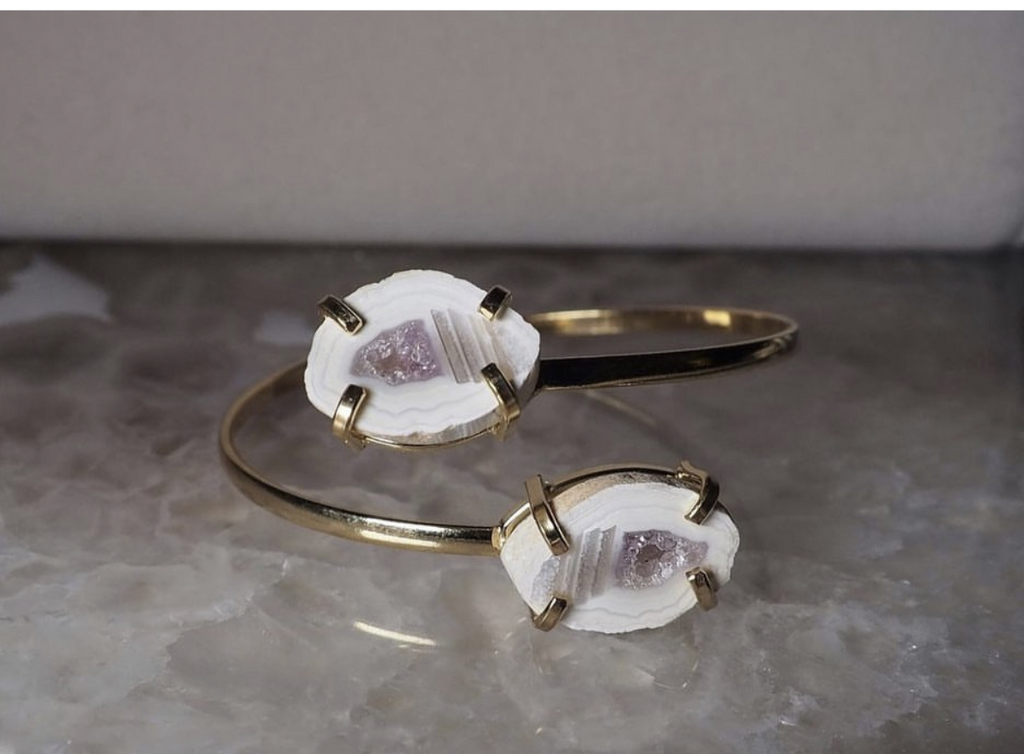 Браслет с жеодой мексиканского агата и аметистом