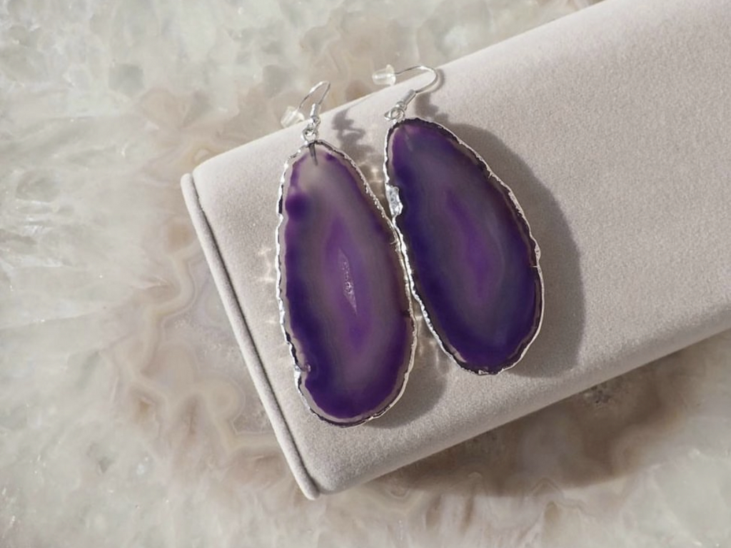 Серьги со срезом агата