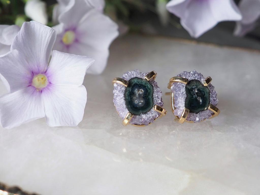 Серьги с аметистовым сталактитом