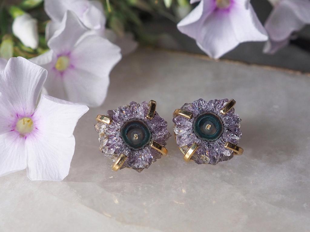Серьги с аметистовым сталактитом