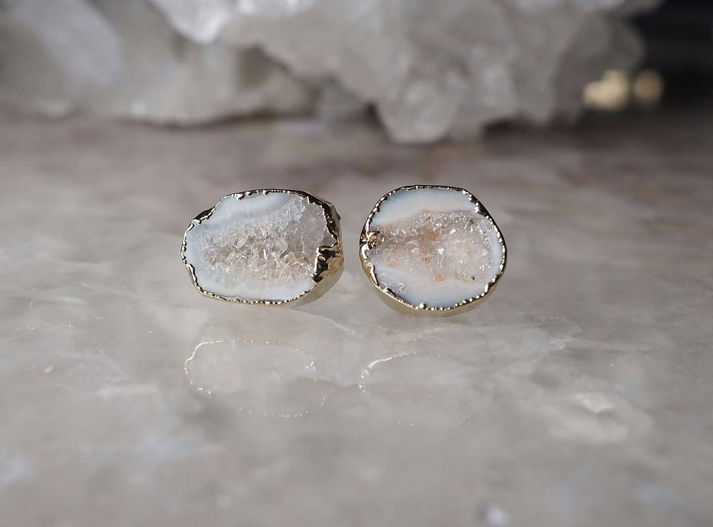 Серьги с жеодой агата